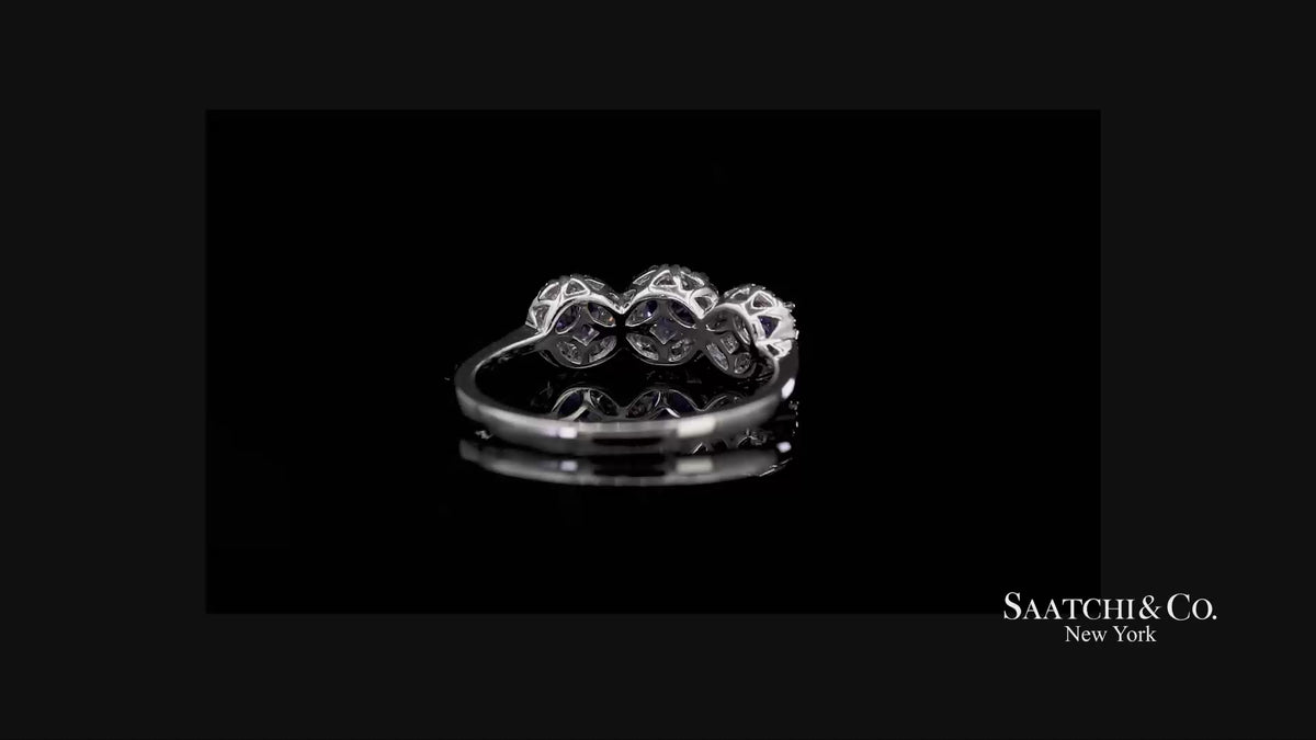 0.40 ct Natural Diamond and 0.80 ct Tanzanite 14K White Gold 3-Stone Ring