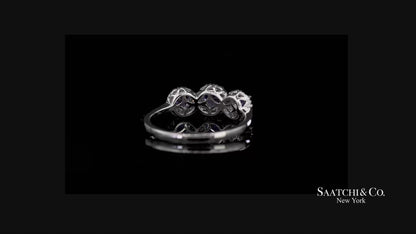 0.40 ct Natural Diamond and 0.80 ct Tanzanite 14K White Gold 3-Stone Ring
