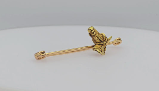 Vintage Horse Pin Brooch - 18K (750) Yellow Gold 7.8 Grams