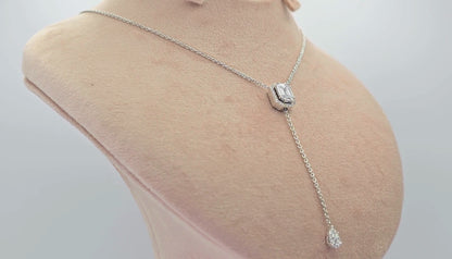 18k (750) White Gold Natural Diamond Illusion Emerald Pendant with Chain