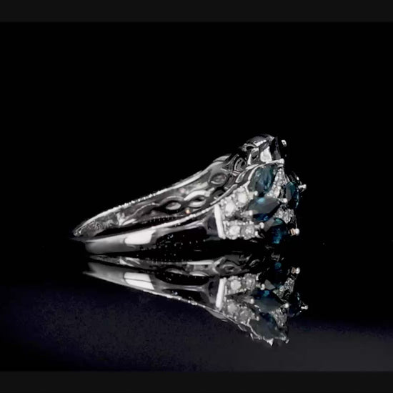 18k (750) White Gold Natural Diamond and Sapphire Ring Size 6.5