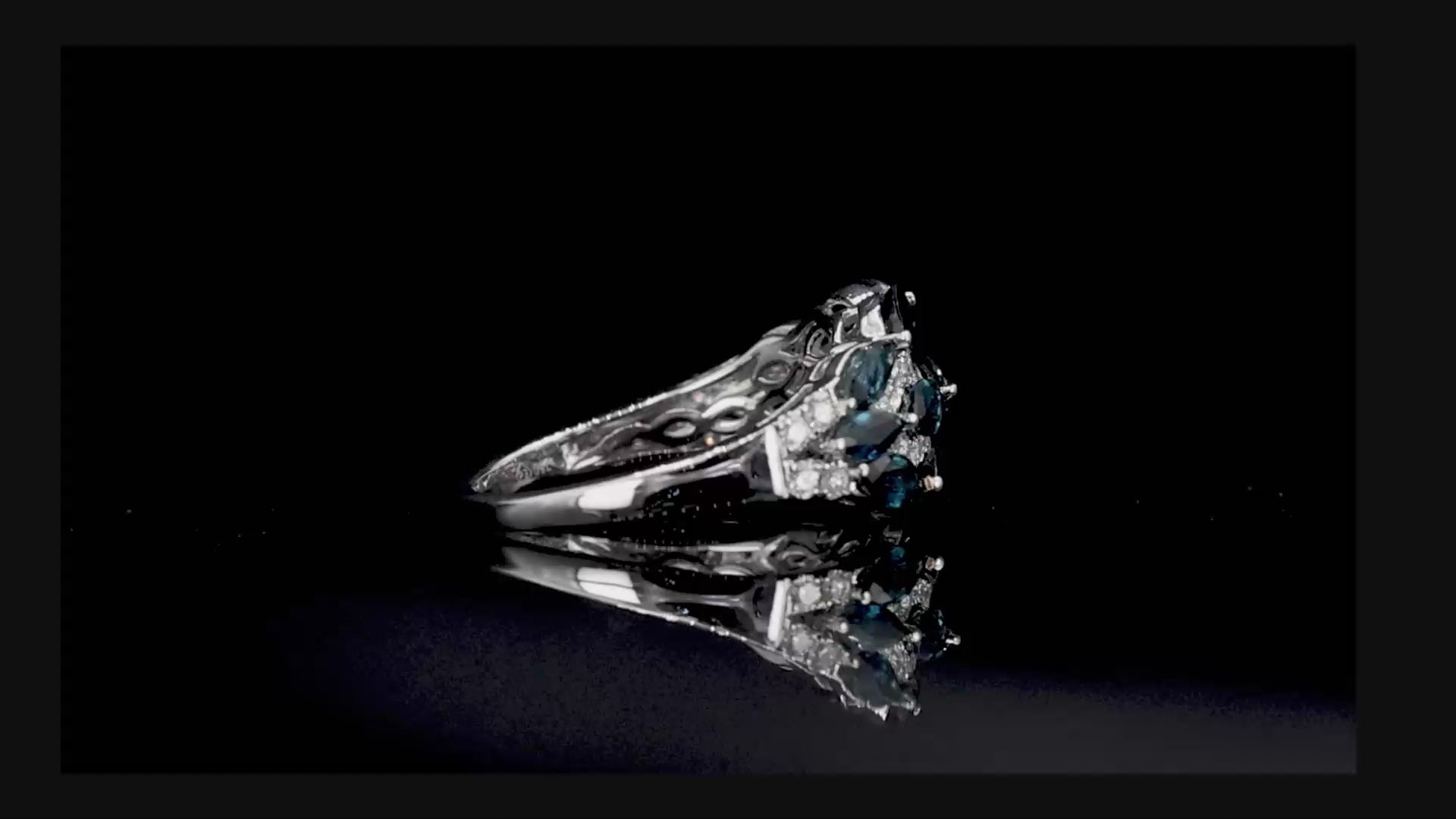 18k (750) White Gold Natural Diamond and Sapphire Ring Size 6.5