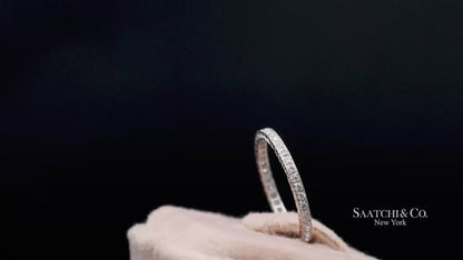 18K (750) White Gold Exquisite Hand Engraving and Milgrain Detailing Band Ring