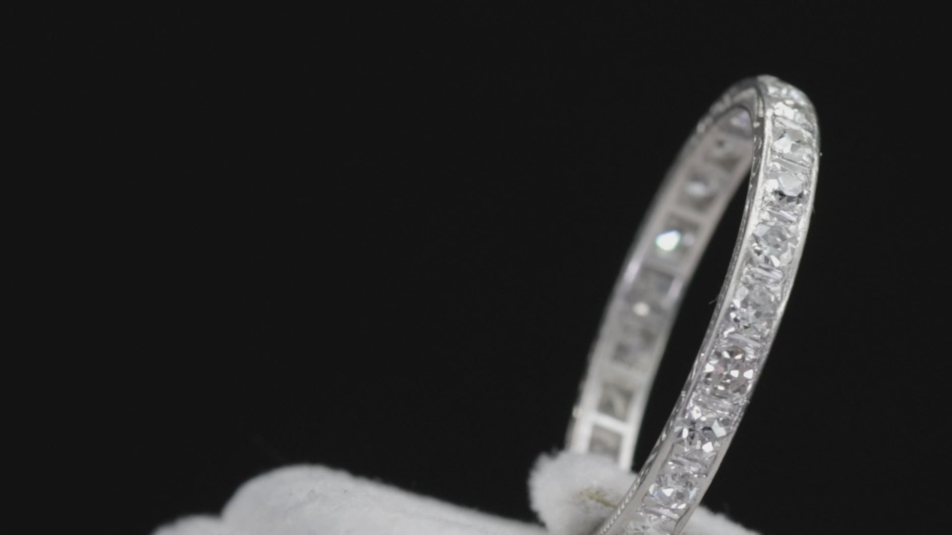 Platinum 950 Natural Diamond Engraved Band, Size 8
