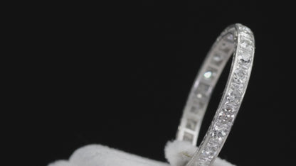 Platinum 950 Natural Diamond Engraved Band, Size 8