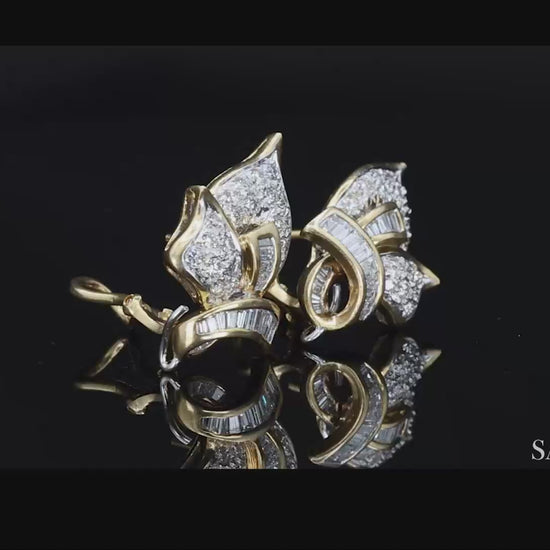 18k Yellow Gold Natural Diamond Fancy Earring