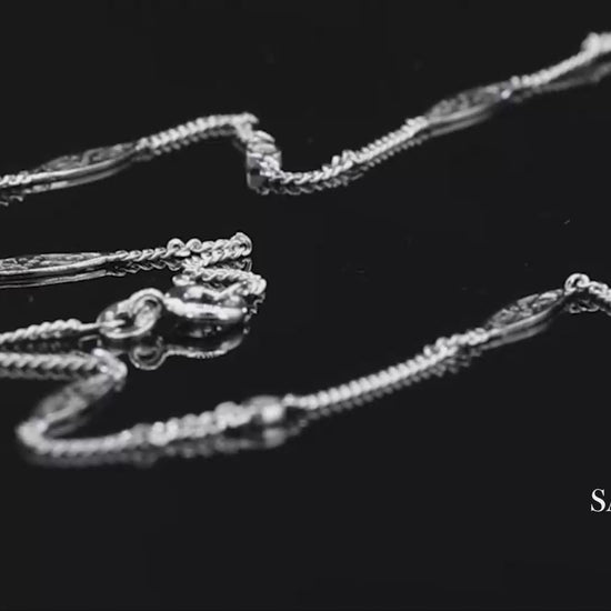 18K 750 Solid White Gold Natural Diamond Chain Necklace