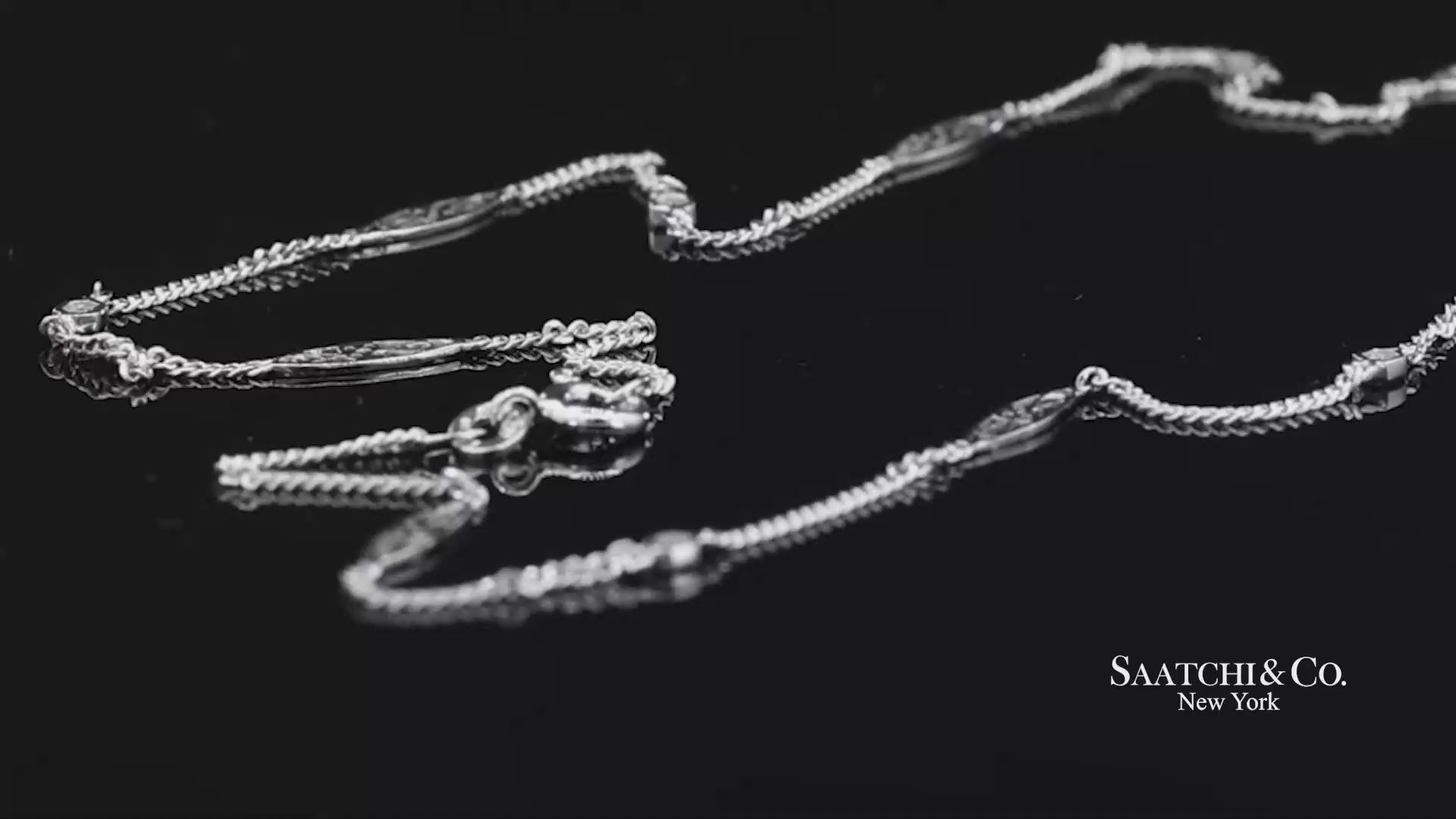 18K 750 Solid White Gold Natural Diamond Chain Necklace