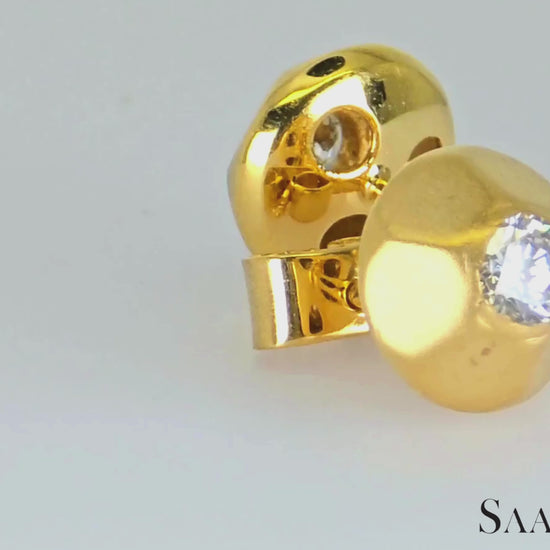 18K (750) Yellow Gold - Natural Round VVS-VS Diamond: Womens Earrings