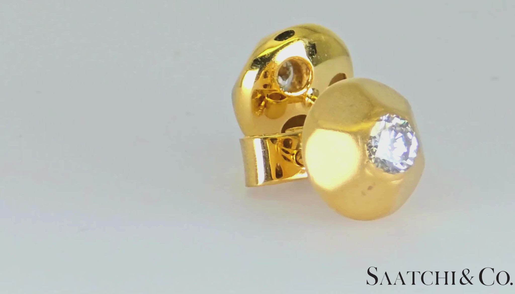 18K (750) Yellow Gold - Natural Round VVS-VS Diamond: Womens Earrings