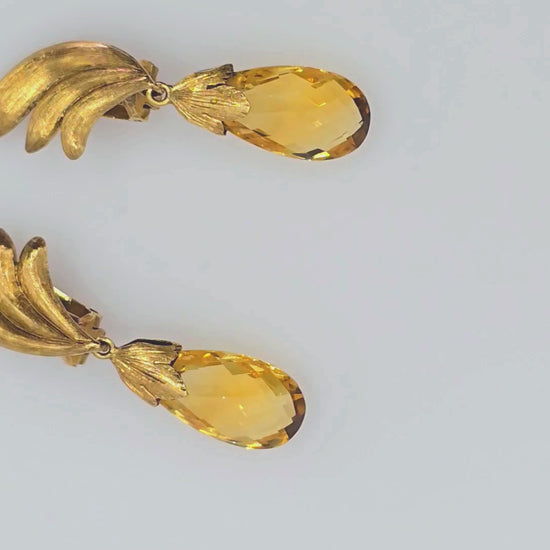 14k (585) Yellow Gold 8 Ct Natural Yellow Citrine Earrings