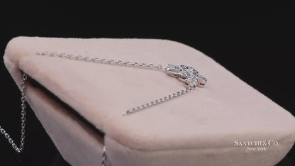 14K(585) White Gold Natural Diamond Butterfly Pendant Necklace with Chain