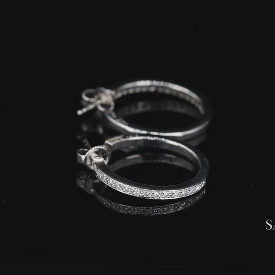 18k Diamond Hoop Earrings Womens White Gold Fine Jewelry Classic Luxe