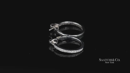 18k Diamond Hoop Earrings Womens White Gold Fine Jewelry Classic Luxe