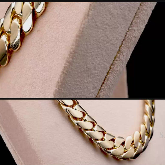 14K(585) Solid Yellow Gold Cuban Link Chain Necklace