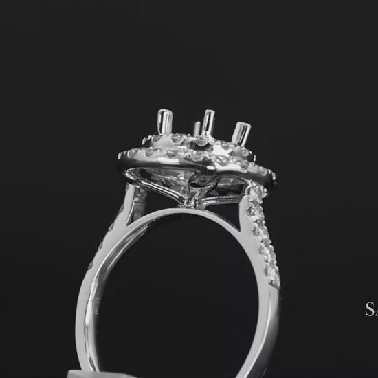 Platinum (950) Natural Brilliant Diamond Semi Mount Ring Size 6.5