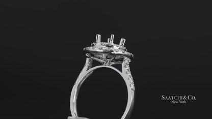 Platinum (950) Natural Brilliant Diamond Semi Mount Ring Size 6.5