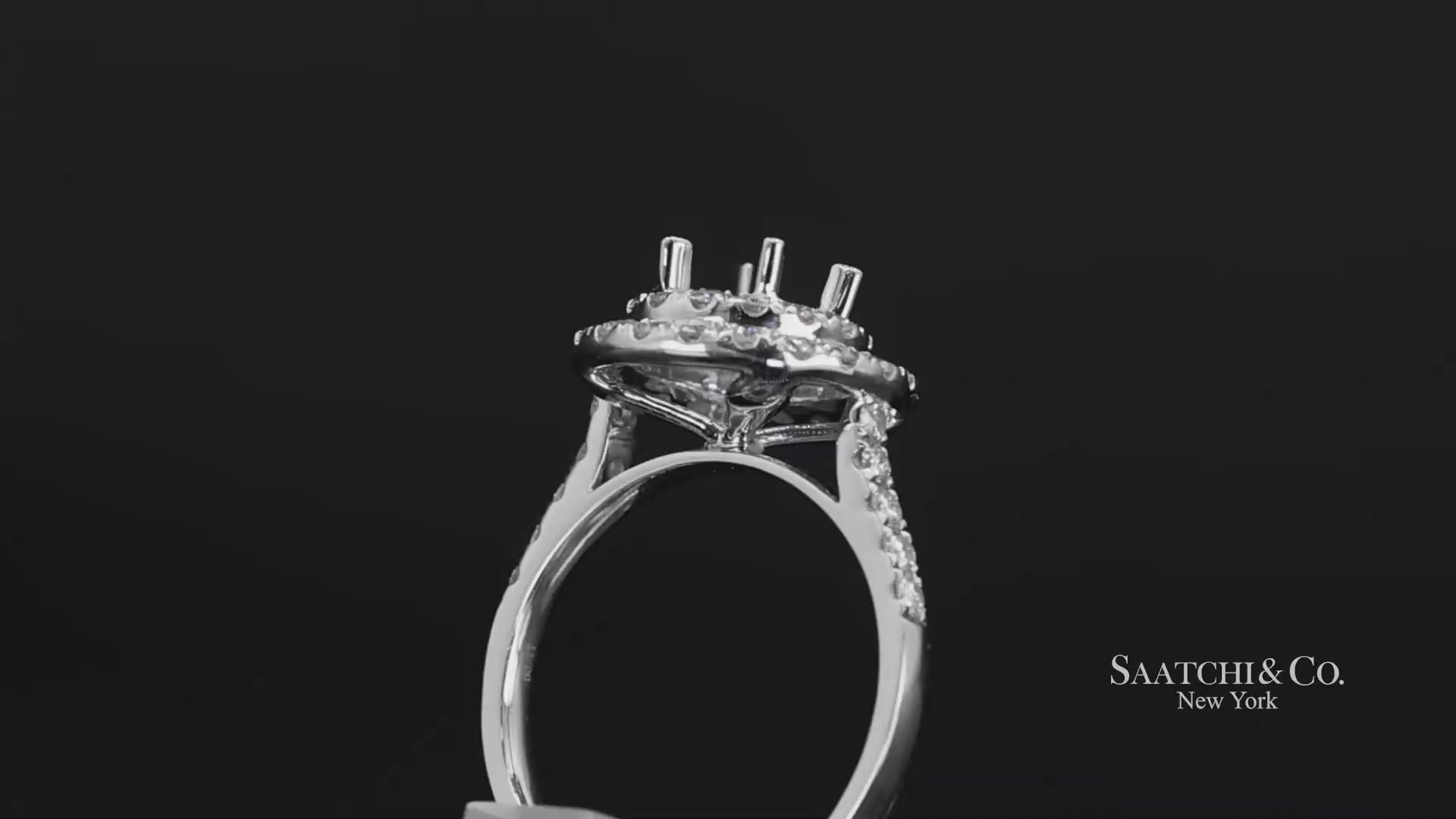 Platinum (950) Natural Brilliant Diamond Semi Mount Ring Size 6.5