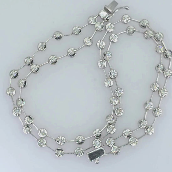 18K (750) White Gold Two Row Tennis Bracelet - 1.4 Ct Natural White Diamond