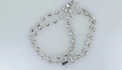 18K (750) White Gold Two Row Tennis Bracelet - 1.4 Ct Natural White Diamond