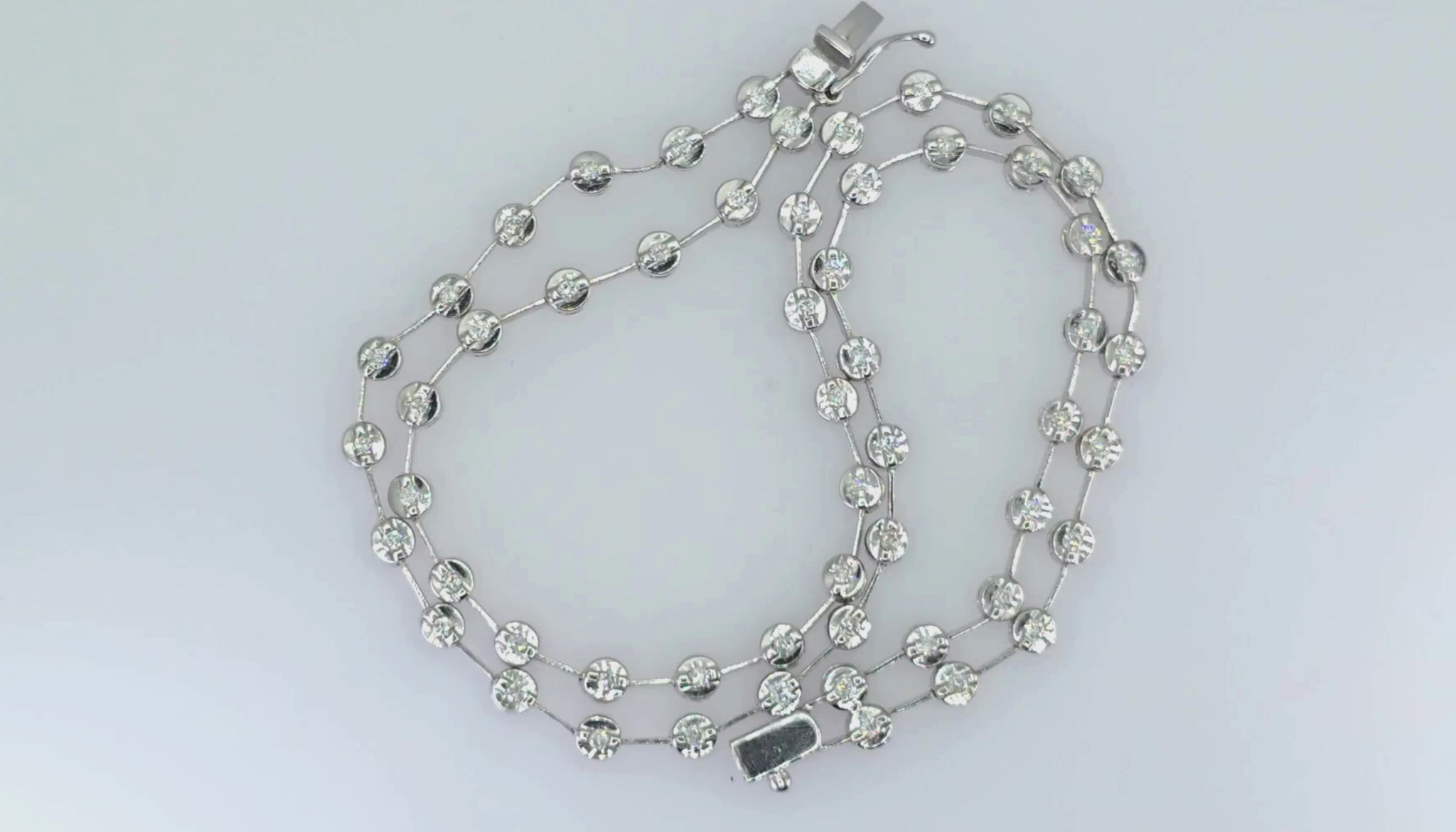 18K (750) White Gold Two Row Tennis Bracelet - 1.4 Ct Natural White Diamond