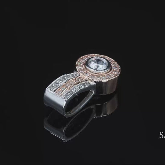 14K (585) White and Rose Gold Natural White Diamond Pendant