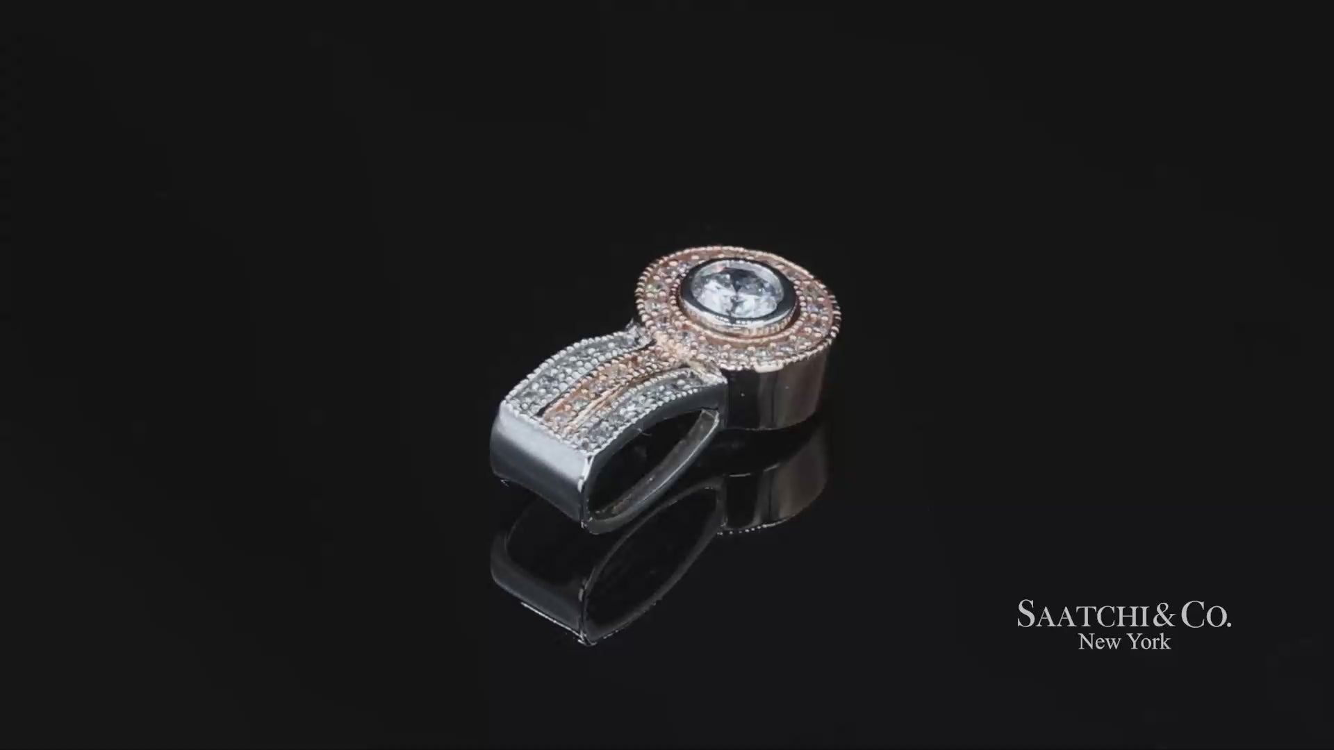 14K (585) White and Rose Gold Natural White Diamond Pendant