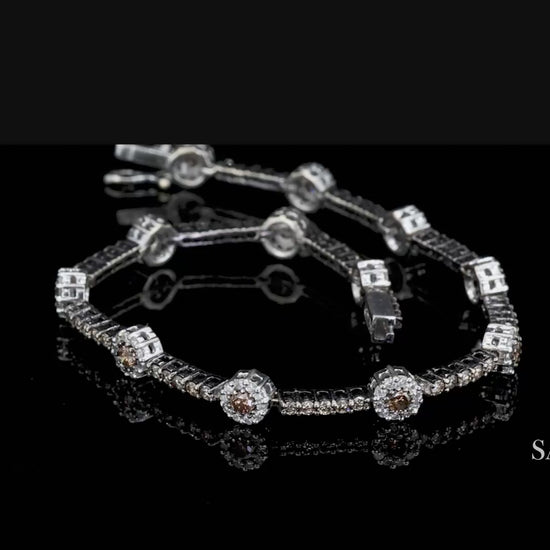 18K White Gold Tennis Bracelet with Natural Champagne Diamonds