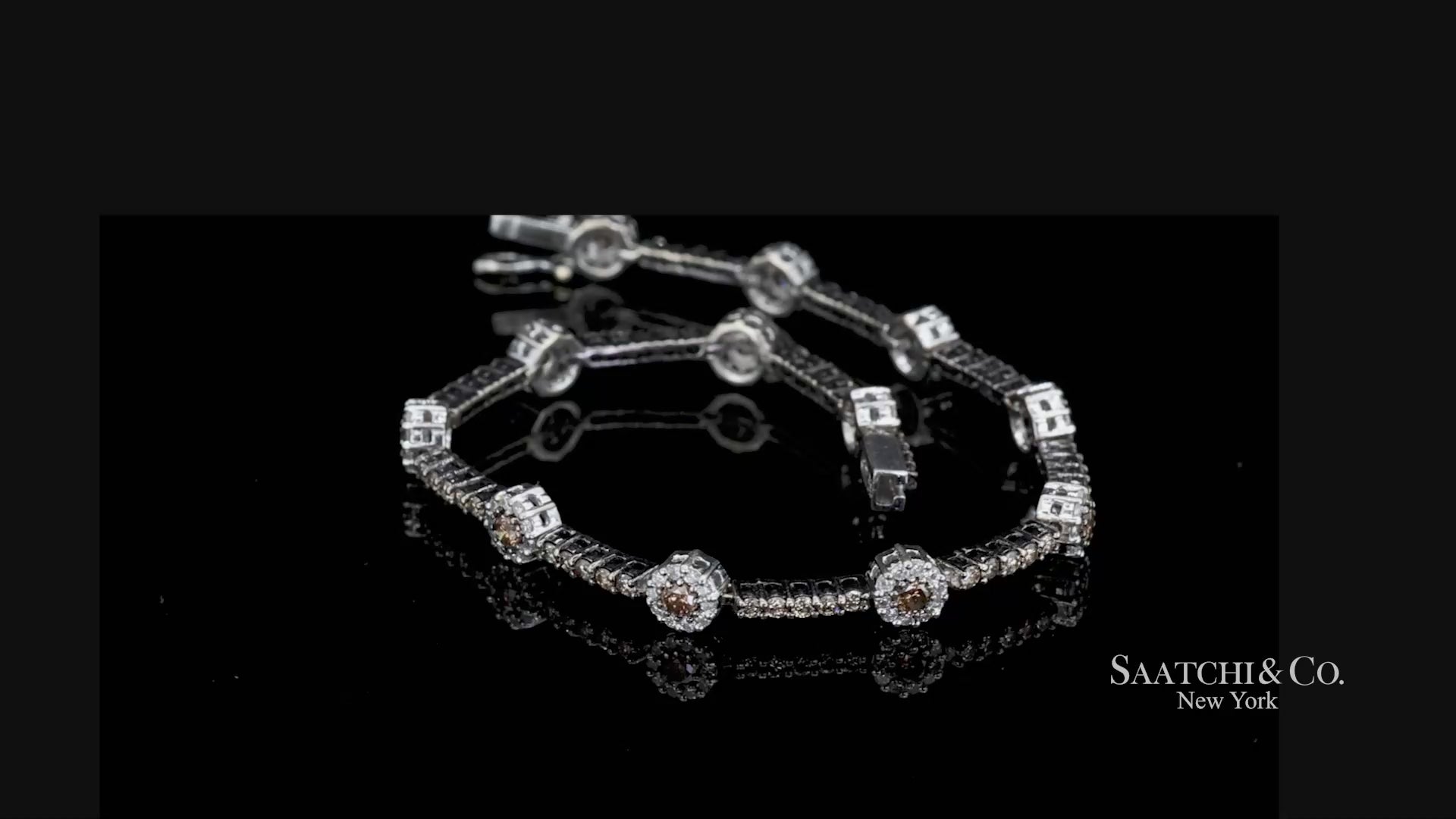 18K White Gold Tennis Bracelet with Natural Champagne Diamonds