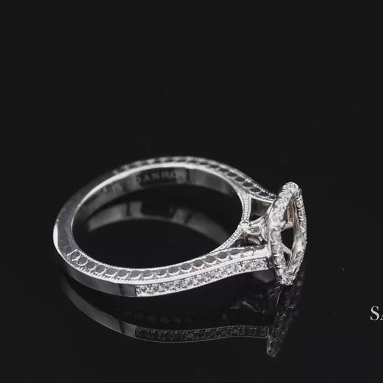 14K (585) White Gold Natural Brilliant Diamond Semi Mount Ring Size 7