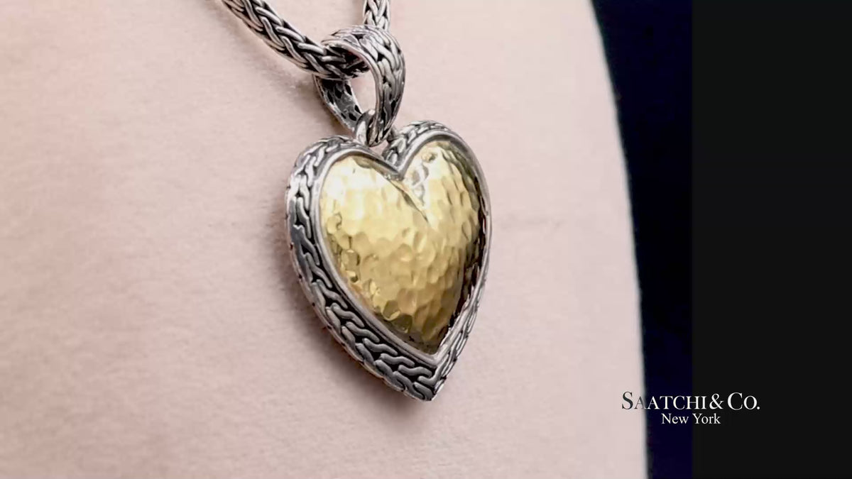 John Hardy 22K Yellow Gold and Sterling Silver Heart Pendant Necklace