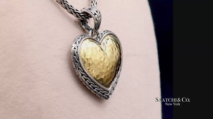 John Hardy 22K Yellow Gold and Sterling Silver Heart Pendant Necklace