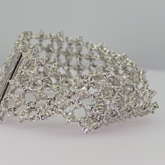 18k (750) White Gold Natural Diamond Mesh Bracelet