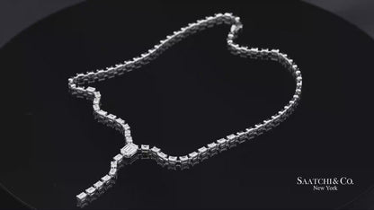 18K(750) White Gold Natural Diamond Pie Cut Necklace