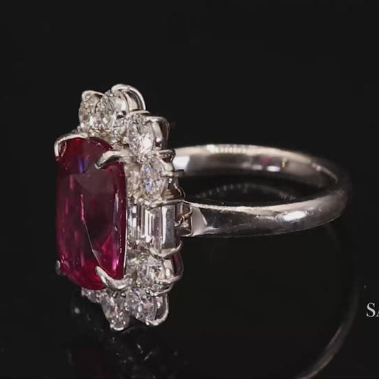 Platinum Ruby Diamond Ring Womens Size 6.75 Cocktail Mozambique