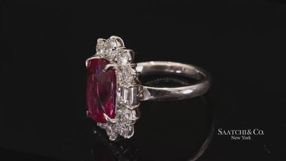 Platinum Ruby Diamond Ring Womens Size 6.75 Cocktail Mozambique