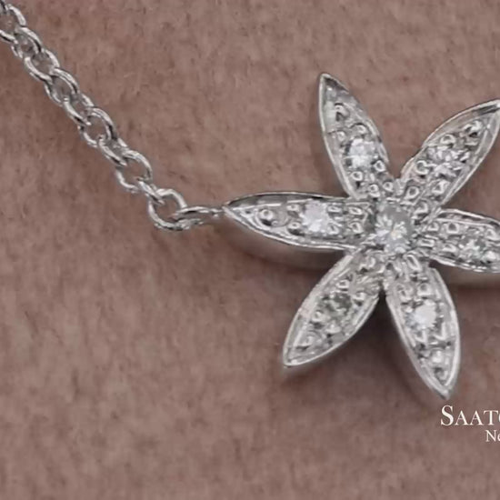 18K(750) White Gold Natural Diamond Pendant Necklace with Chain