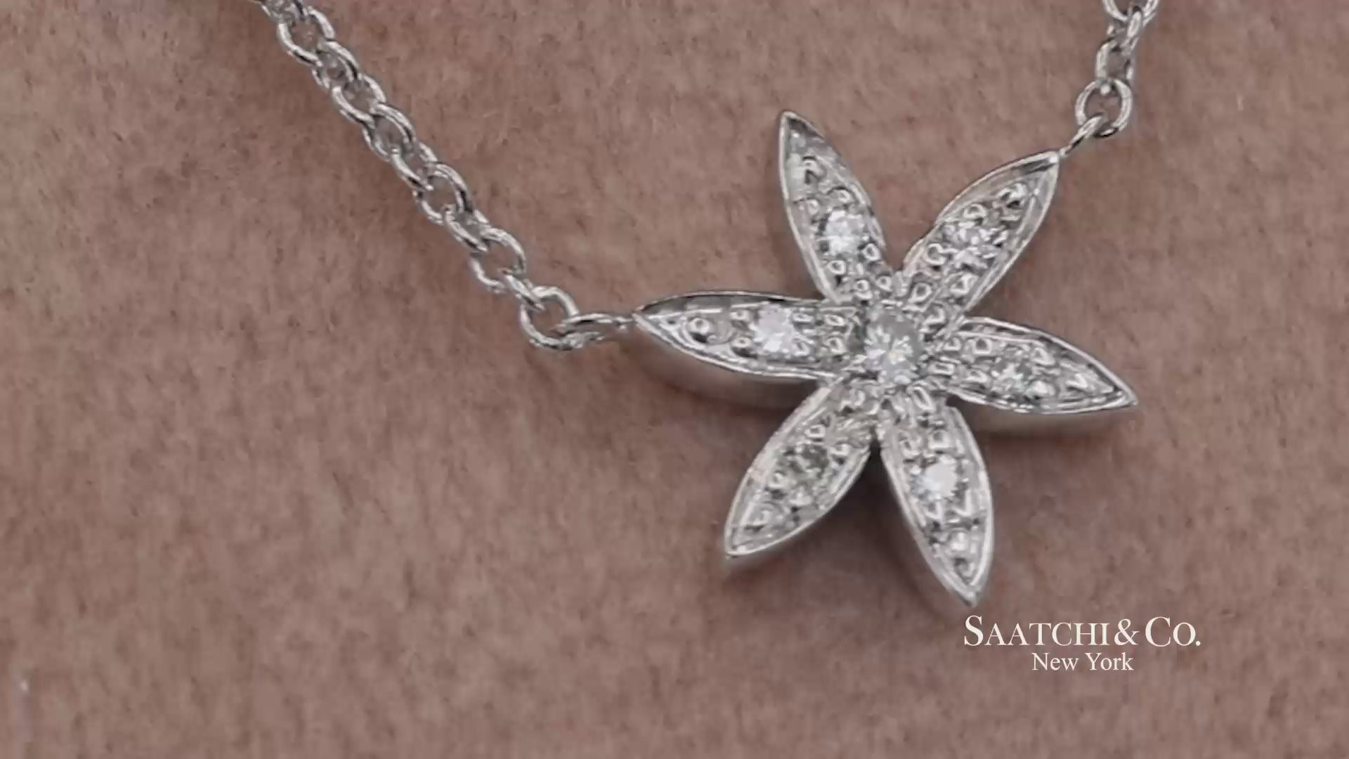 18K(750) White Gold Natural Diamond Pendant Necklace with Chain