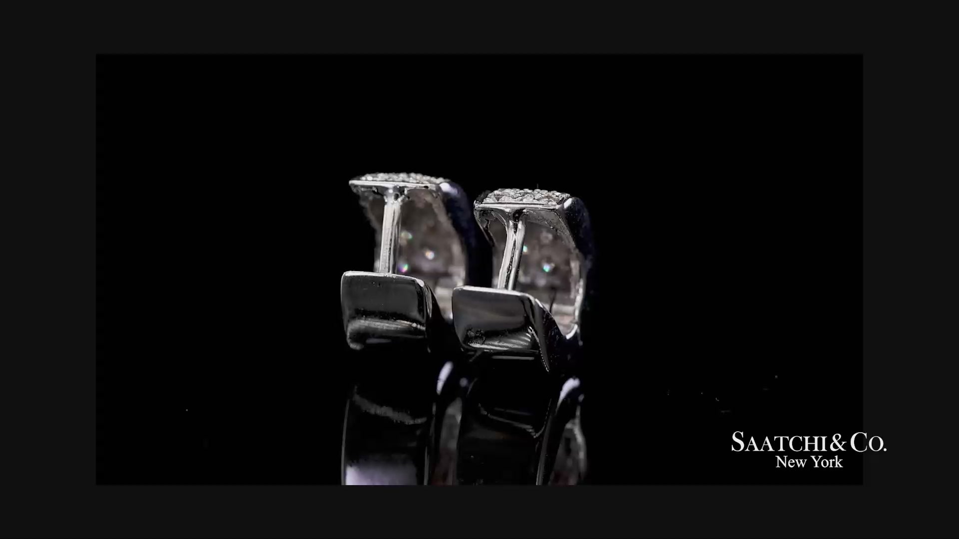 18K 750 Solid White Gold Natural Diamond Huggie Hoop Earrings