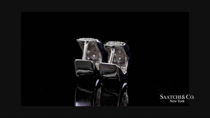 18K 750 Solid White Gold Natural Diamond Huggie Hoop Earrings