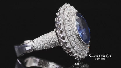 18k (750) White Gold Convertible Ring in Natural Sapphire and Natural Diamond