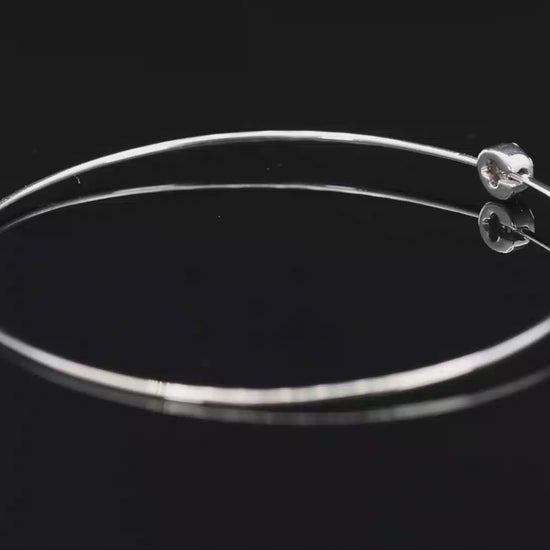 18K(750) Solid White Gold Natural Diamond Round Shape Bangle Bracelet