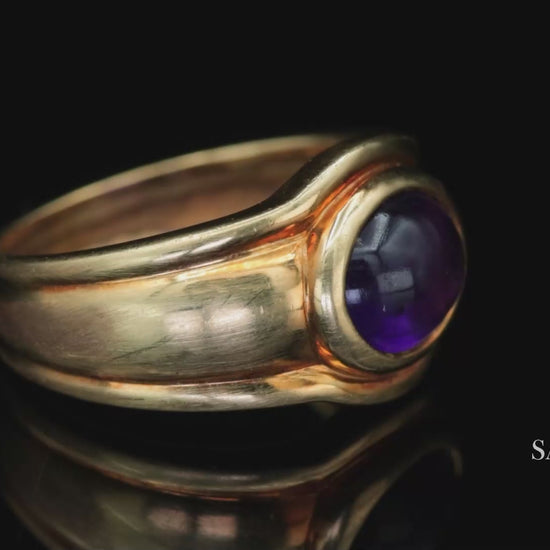 18k (750) Yellow Gold Natural cabochon Amethyst Ring
