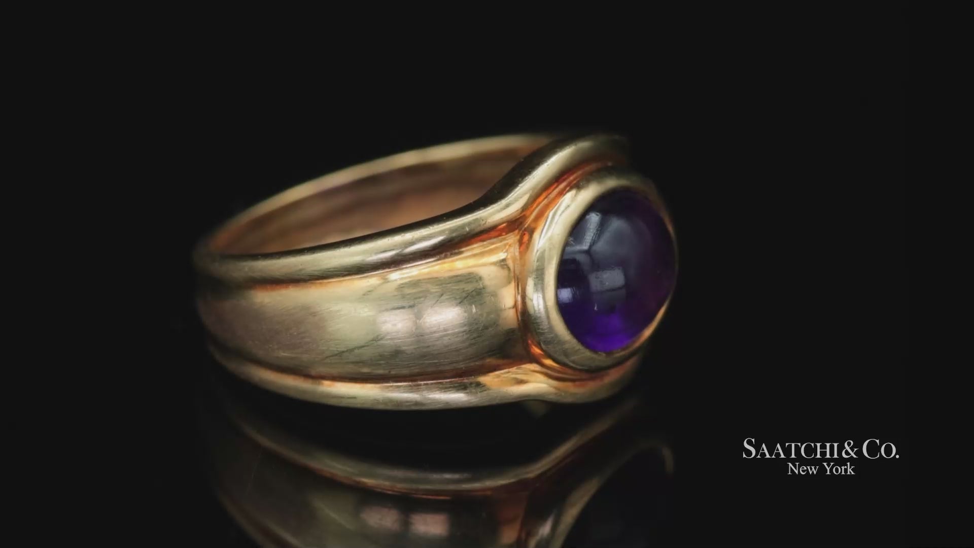 18k (750) Yellow Gold Natural cabochon Amethyst Ring