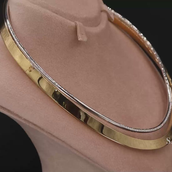 18K (750) Two Toned Yellow and White Gold Choker Necklace
