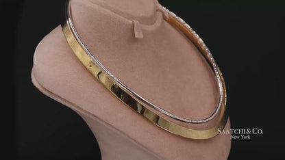 18K (750) Two Toned Yellow and White Gold Choker Necklace