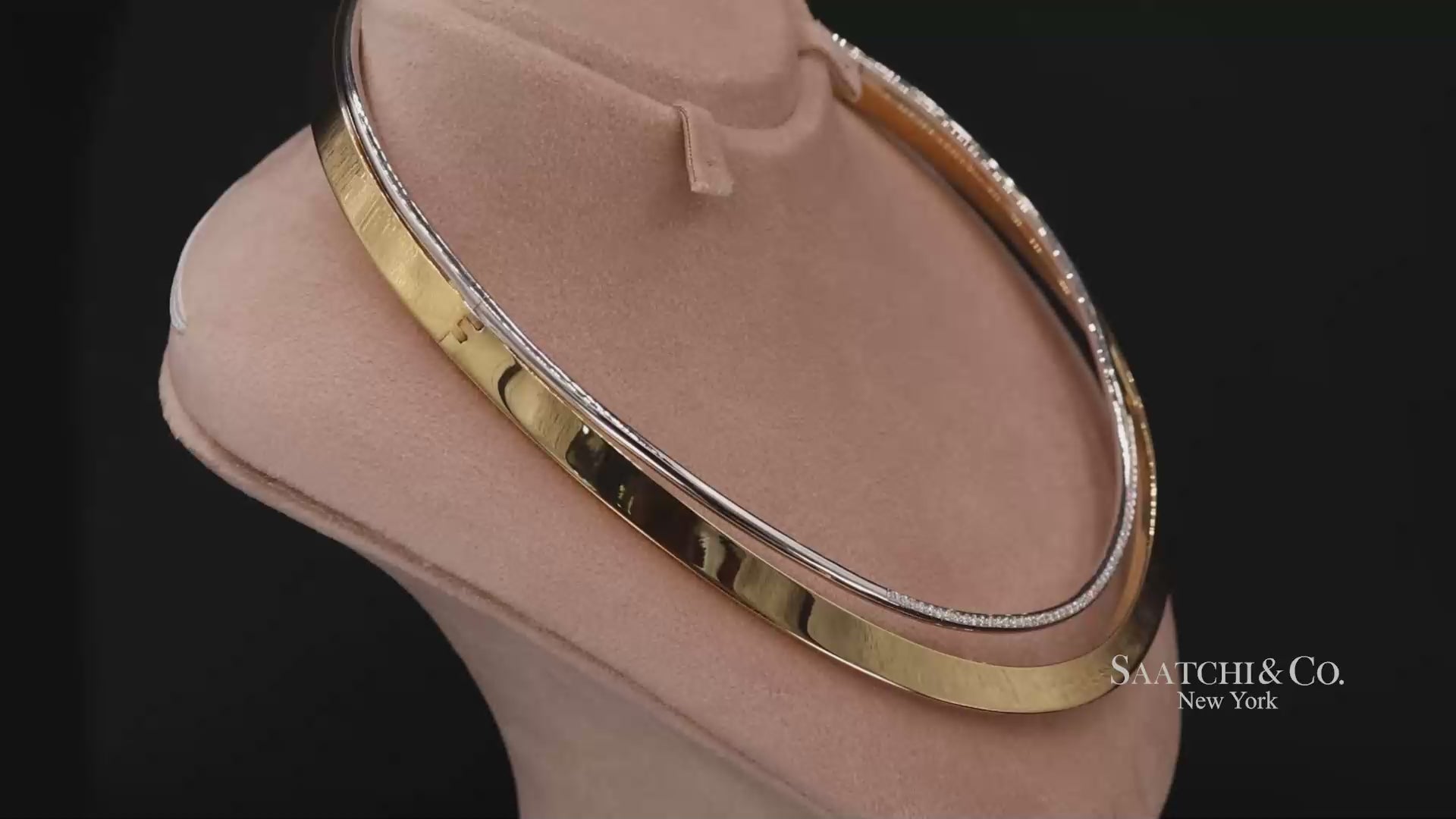 18K (750) Two Toned Yellow and White Gold Choker Necklace