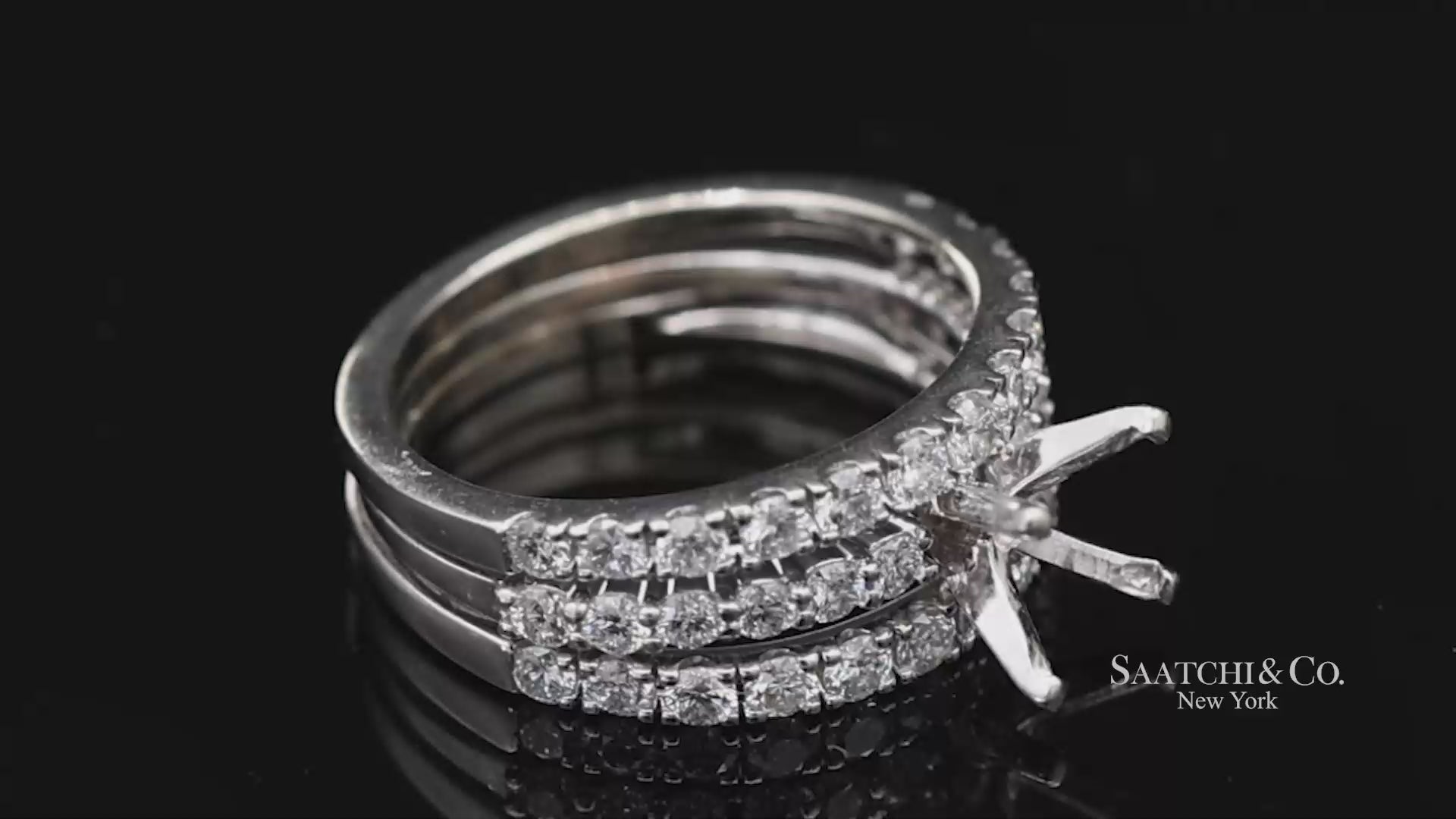 14K (585) White Gold Natural Brilliant Diamond Semi Mount Ring Size 7