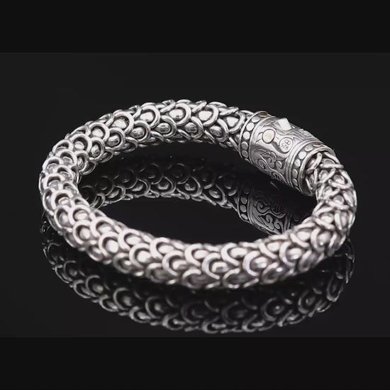 Vintage 18K Yellow Gold John Hardy Legends Naga Sterling Silver Bracelet