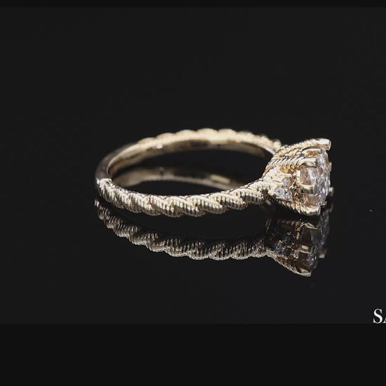Judith Ripka 14K (585) Yellow Gold Natural Diamond Square Illusion Band Ring